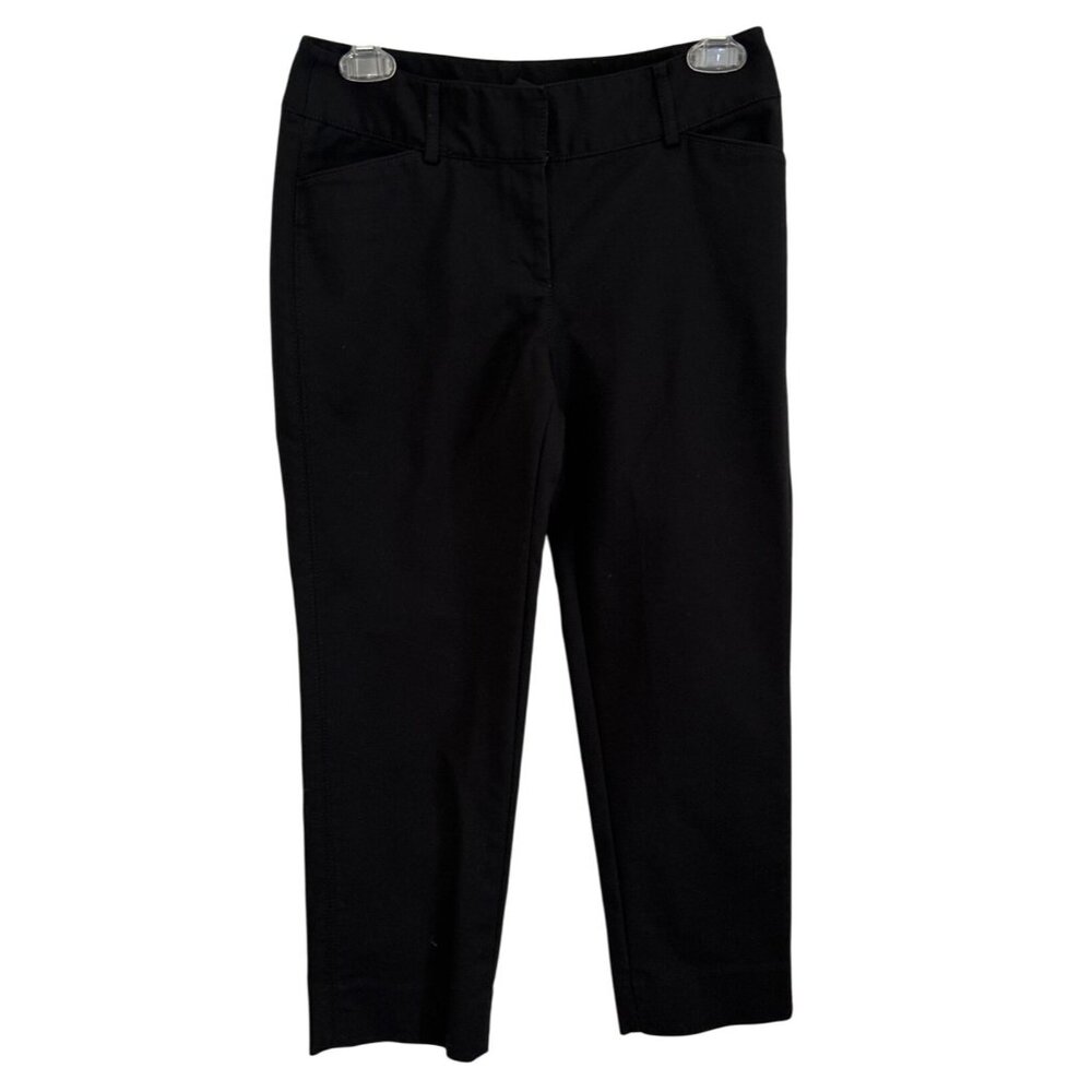 White House Black Market Slim Ankle Pants 2S Black Stretch Cotton Blend Womens